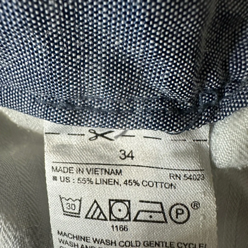 Banana Republic Aiden Shorts Linen Cotton Blue Summer‎ Preppy Coastal Men 34